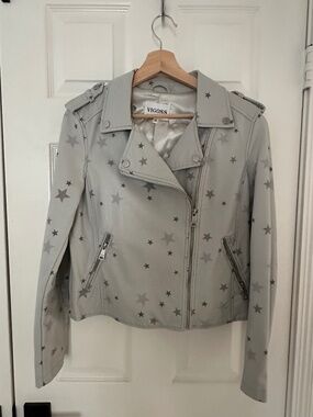 Vigoss Star-print Faux Leather Moto Jacket